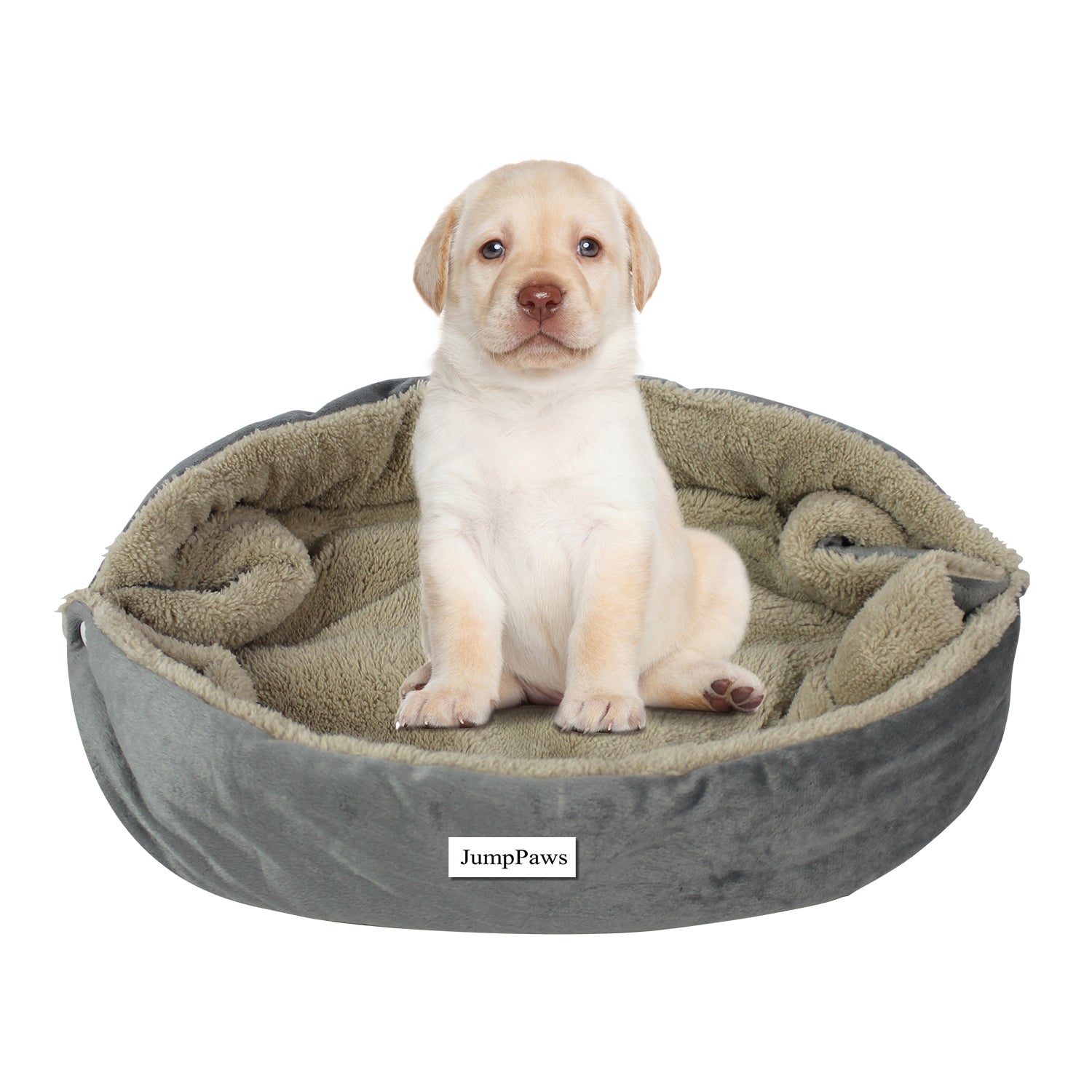 JumpPaws Portable Dog Beds, Comfortable Doggy beds for Medium Dogs, Green & Grey