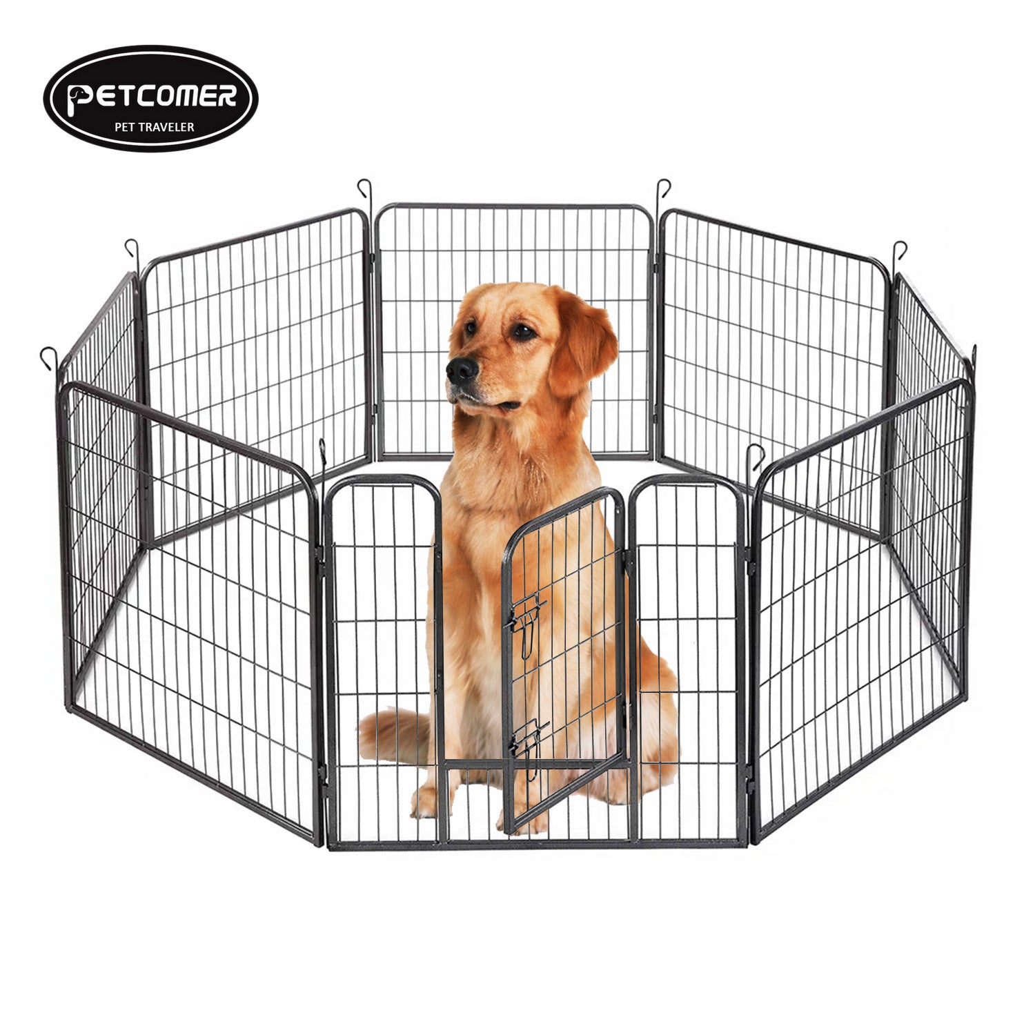 PETCOMER PET TRAVELER Dog Playpen Kennels, Folding Metal Pet