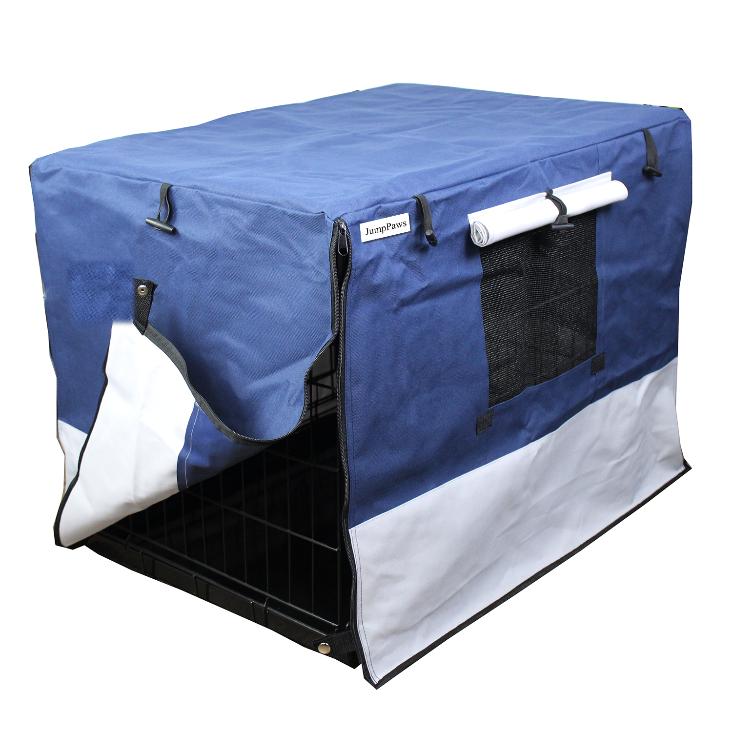 JumpPaws Dog Crate Cover, for 36 Inch Kennel for Medium Dog, with Mesh Window, Blue, 37''L x 25''W x 28''H