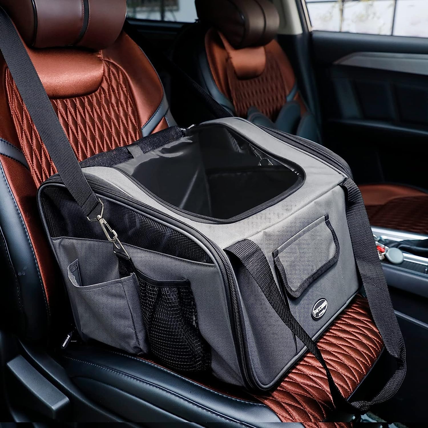 PETCOMER PET TRAVELER Dog Car Seat Carrier, Soft-Sided Carrier for