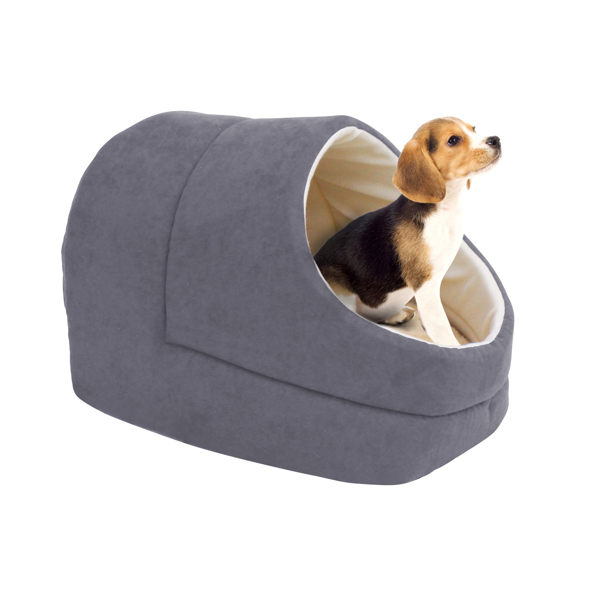GOOPAWS Cave Covered for Cat Small Dog Warming Burrow Cat Bed, Gray
