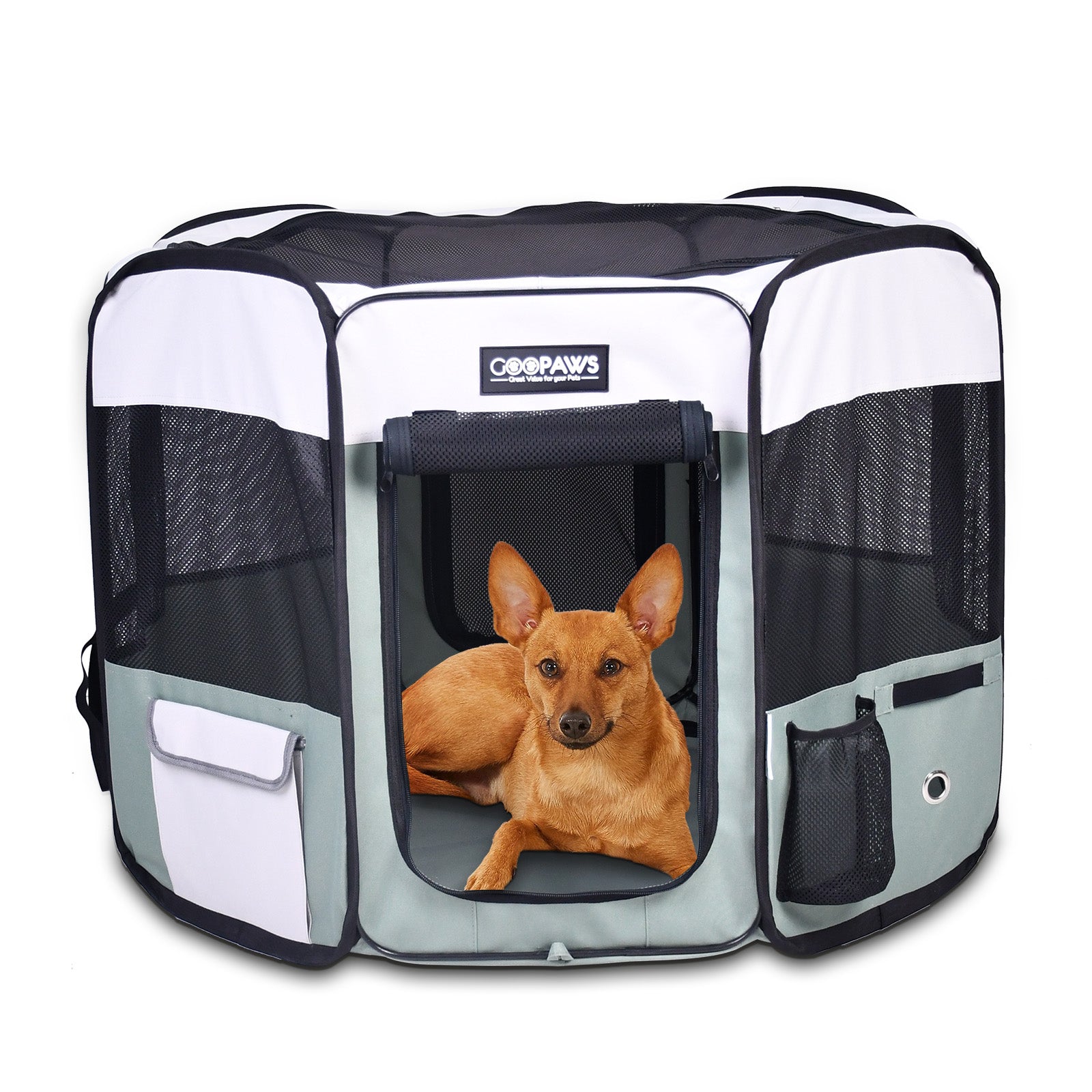 Jespet 2-Door Portable Soft-Sided Dog, Cat & Small Pet Exercise Playpen, Green, 36''