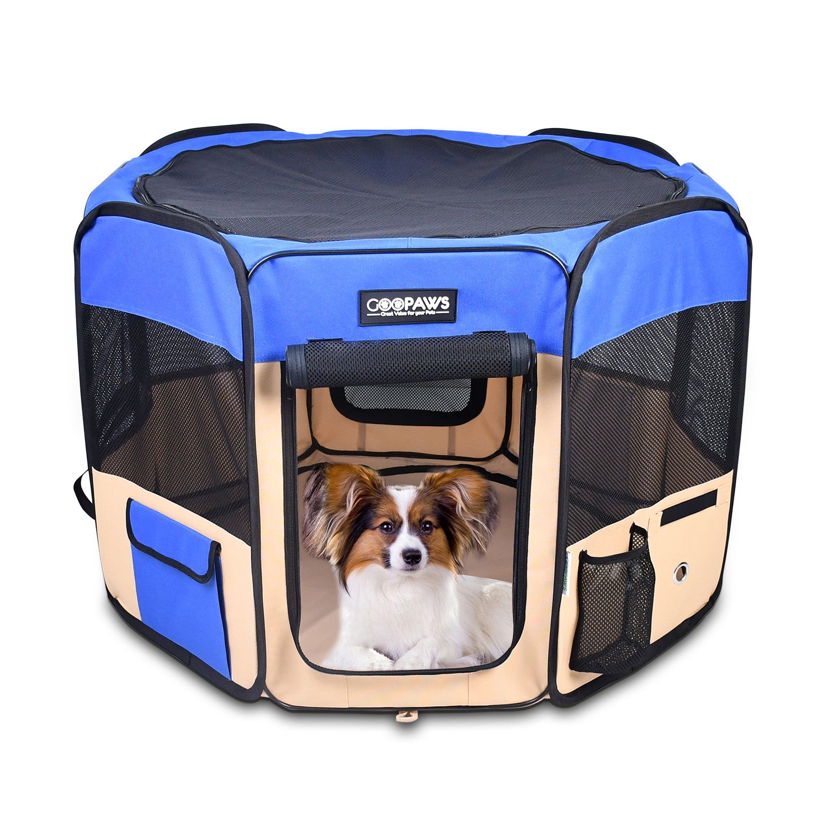 Jespet 2-Door Portable Soft-Sided Dog, Cat & Small Pet Exercise Playpen, Blue, 36''