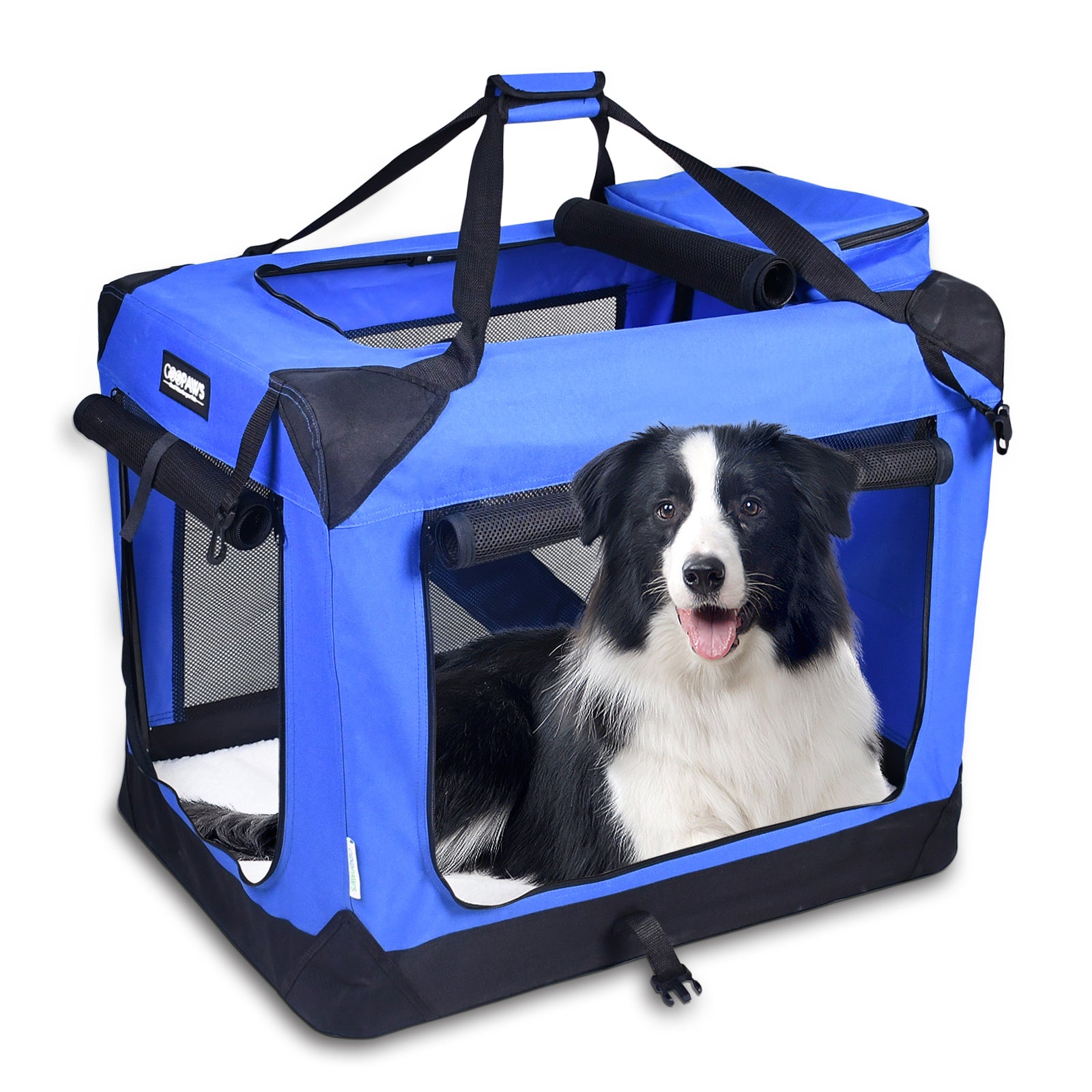 Jespet Indoor & Outdoor 3-Door Collapsible Soft-Sided Dog, Cat & Small Pet Crate, Blue, 36''