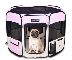 Jespet 2-Door Portable Soft-Sided Dog, Cat & Small Pet Exercise Playpen, Pink,  36''