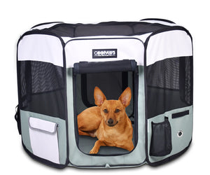 Jespet 2-Door Portable Soft-Sided Dog, Cat & Small Pet Exercise Playpen, Green, 36''