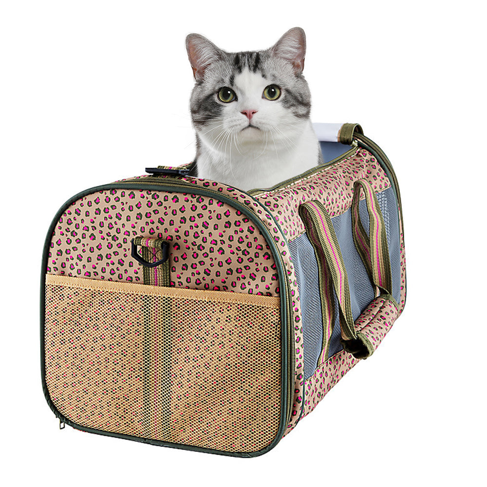 GOOPAWS Soft-Sided Travel Small Dog & Cat Carrier Bag, Orange Cheetah