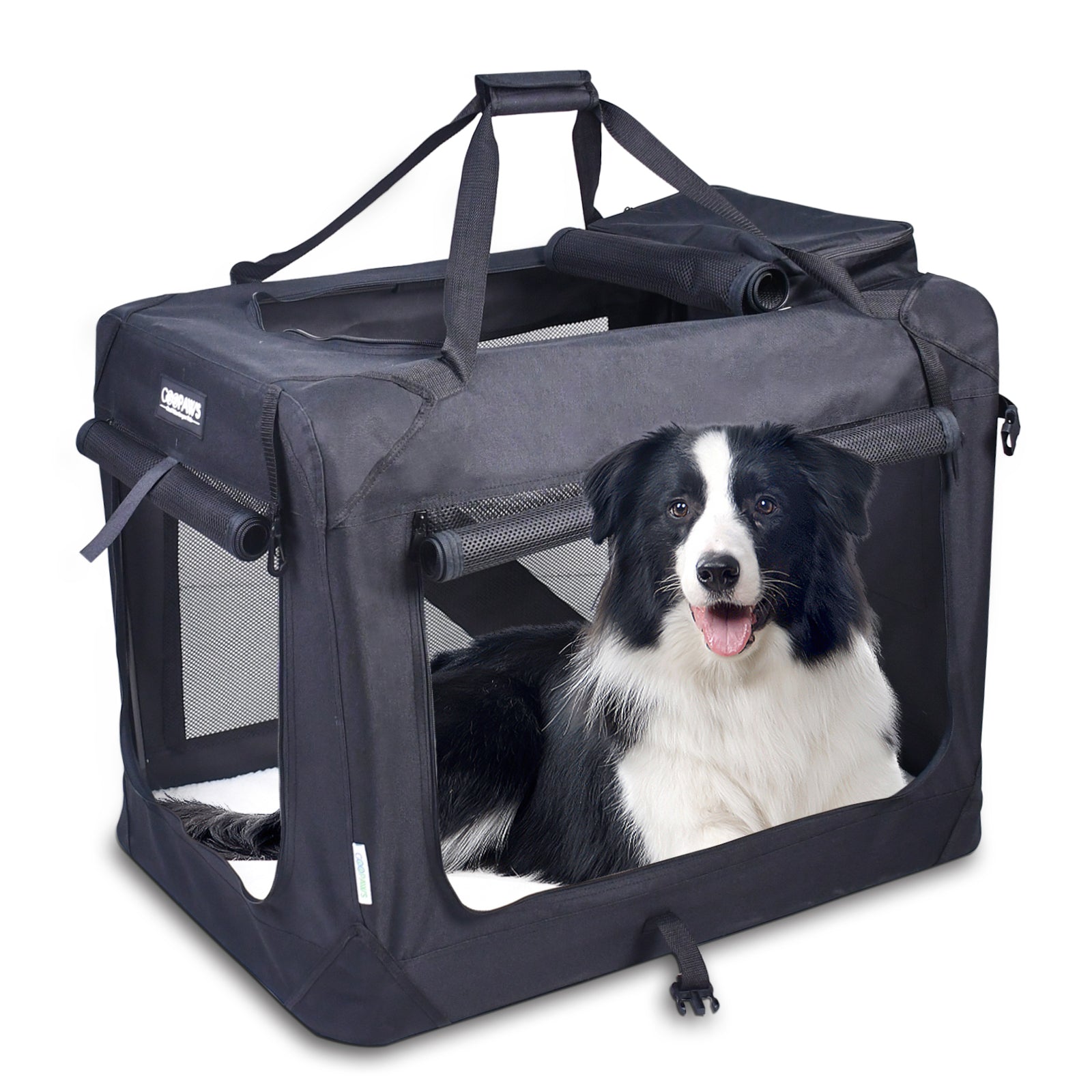 Jespet Indoor & Outdoor 3-Door Collapsible Soft-Sided Dog, Cat & Small Pet Crate Black, 36''