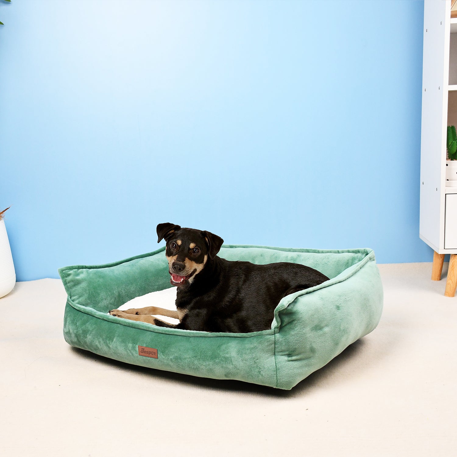Jespet Warming Comfortable Square Pet Crate Bed, Comfortable Egg-Crate Foam Sofa, Green