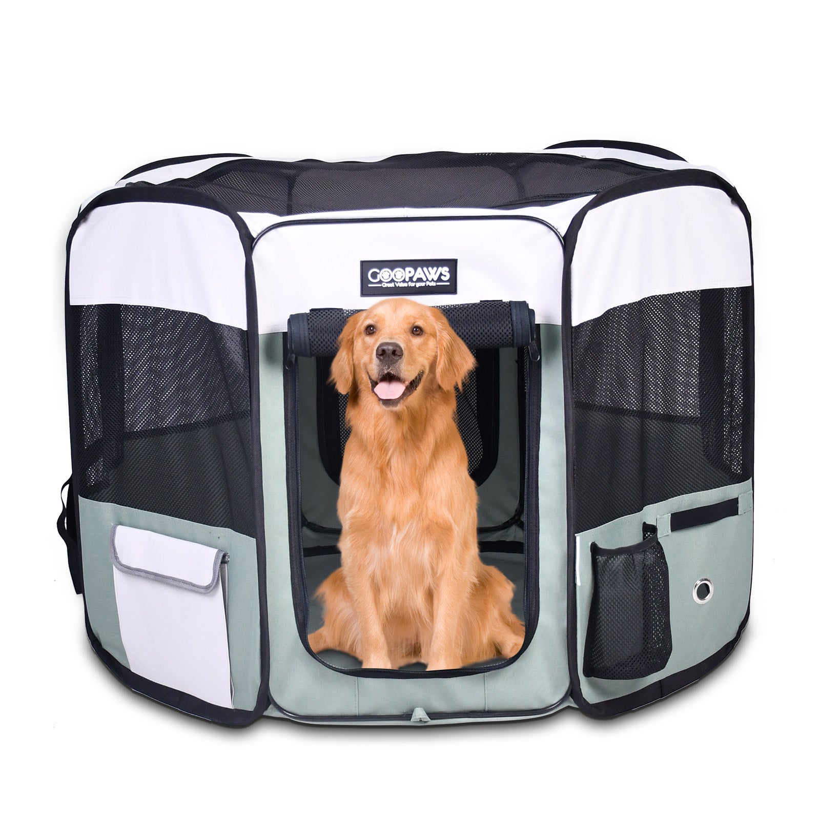 Jespet 2-Door Portable Soft-Sided Dog, Cat & Small Pet Exercise Playpen, Green, 61''