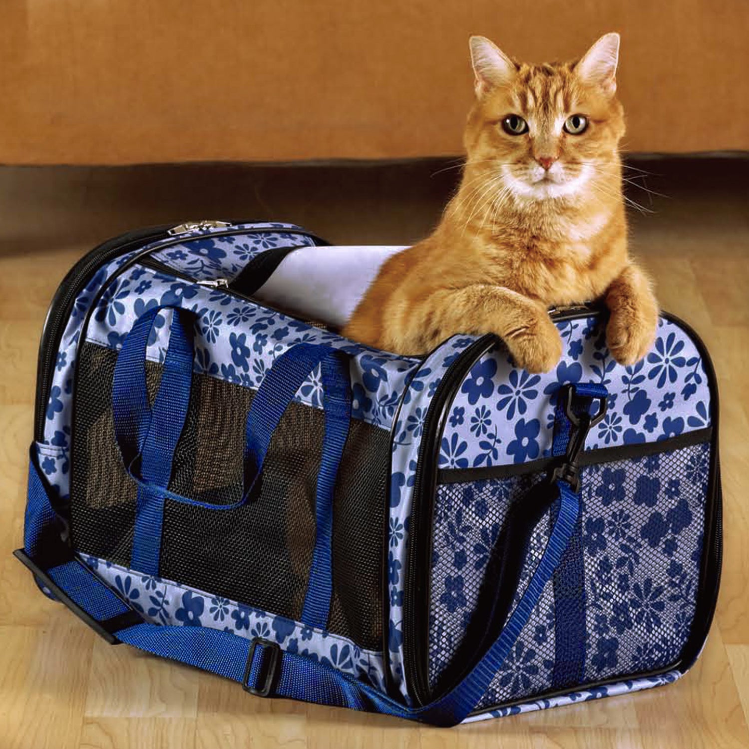GOOPAWS Soft-Sided Small Dog Cat Carrier Bag, Floral Print Blue, 19'' –  Jespet Inc