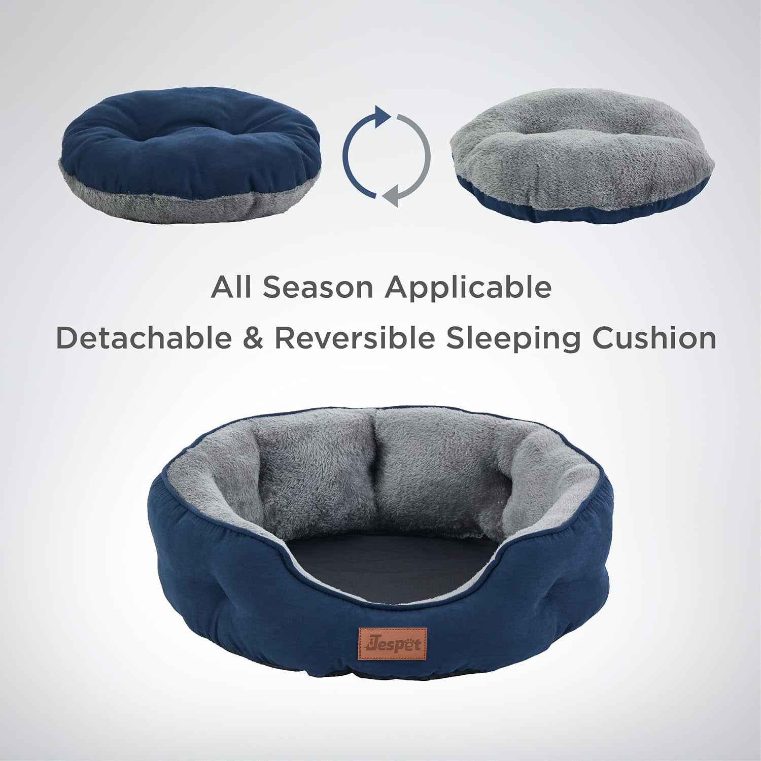 Jespet Durable Dog Bed, Comfortable Egg-Crate Foam Sofa, Navy Blue, Medium