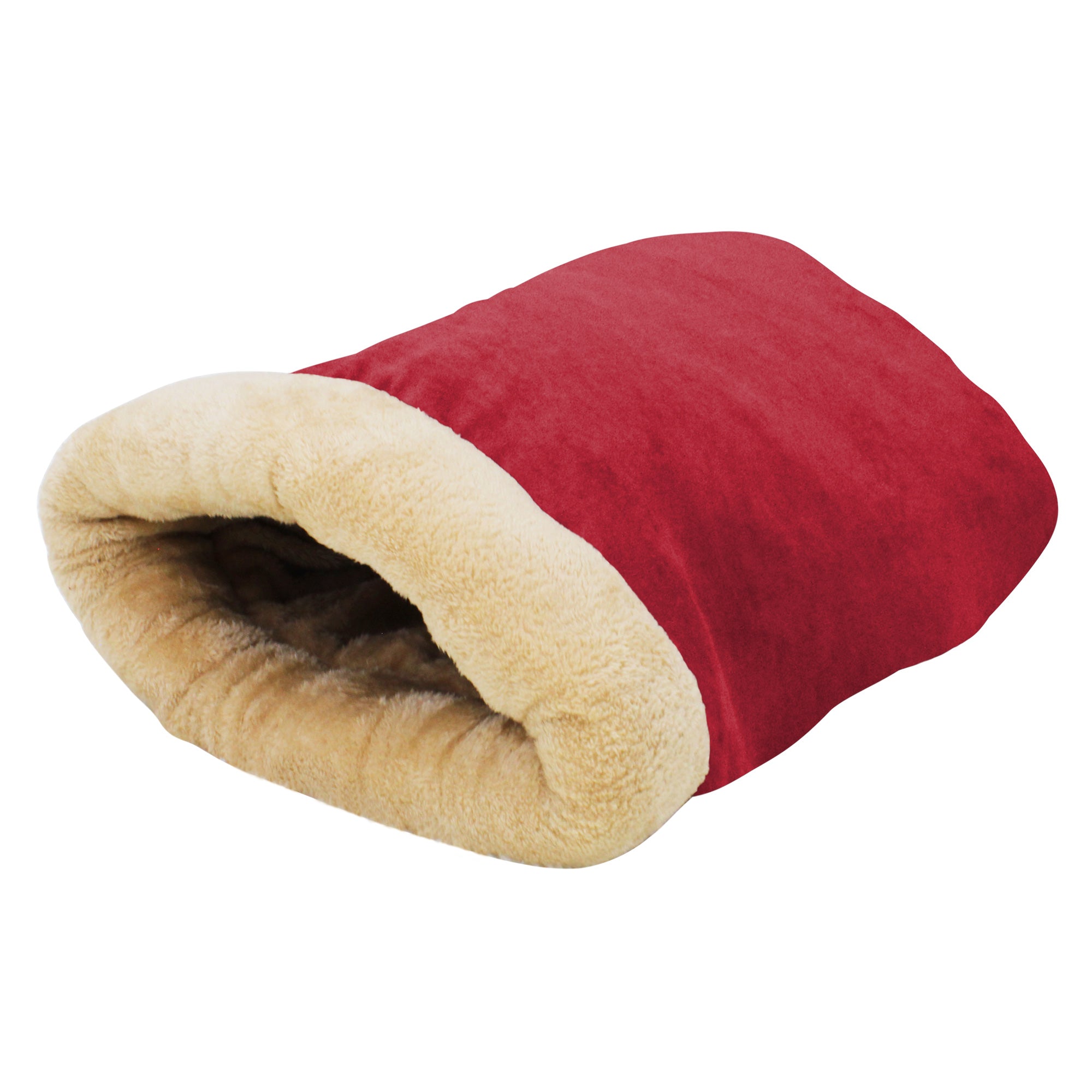 GOOPAWS 4 in 1 Self Warming Burrow Cat Bed Pet Cuddle Cave, Burgundy