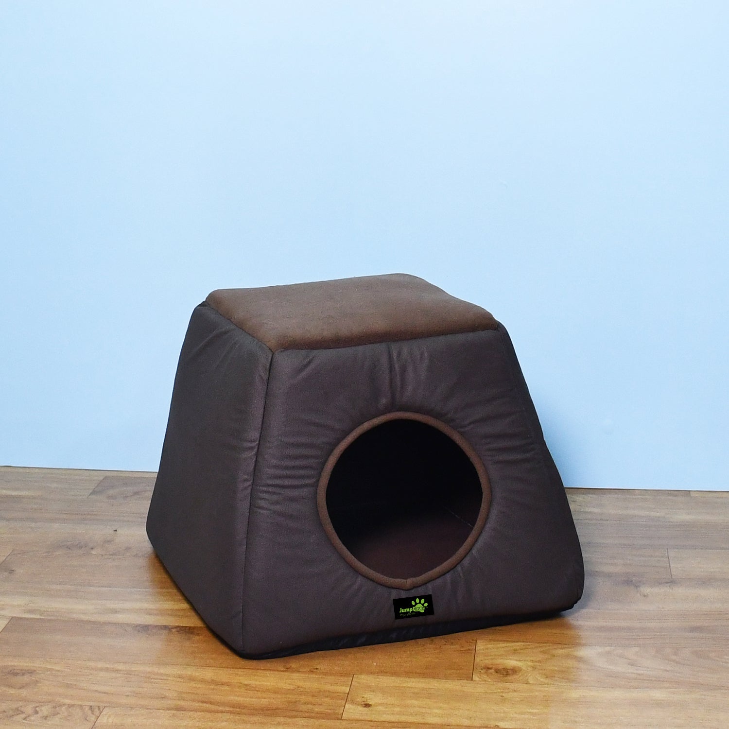 JumpPaws 3-In-1 Pet Bed, Igloo Dog Cat House, Convertible Cat and Dog Cave Bed, Coffee, 16.1"L x 11.4"W x 13.0"Th