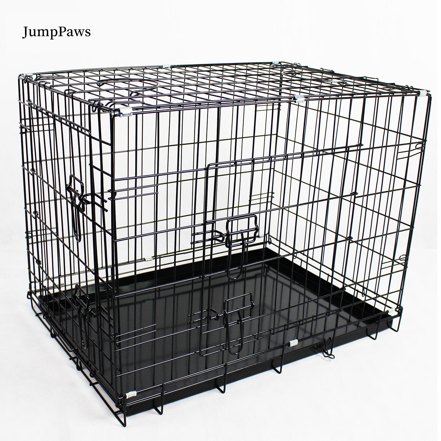 JumpPaws Dog Kennels for Household, Folding Metal Pet Kennel Wire Cage, Black, 30"L x 21"W x 23"H