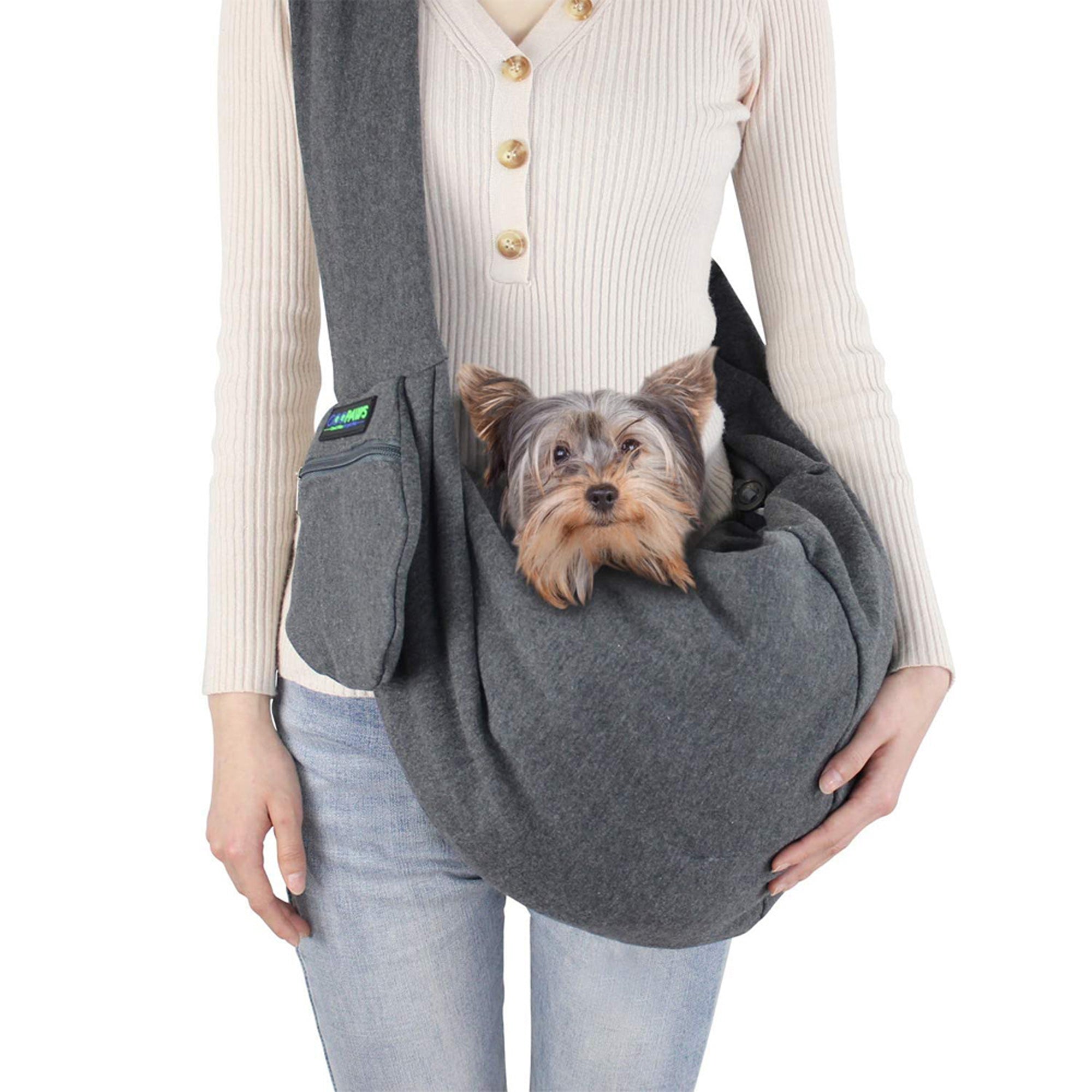 GOOPAWS Hand Free Comfy Pet Sling Bag for Small Dog Cat, Smoke Gray