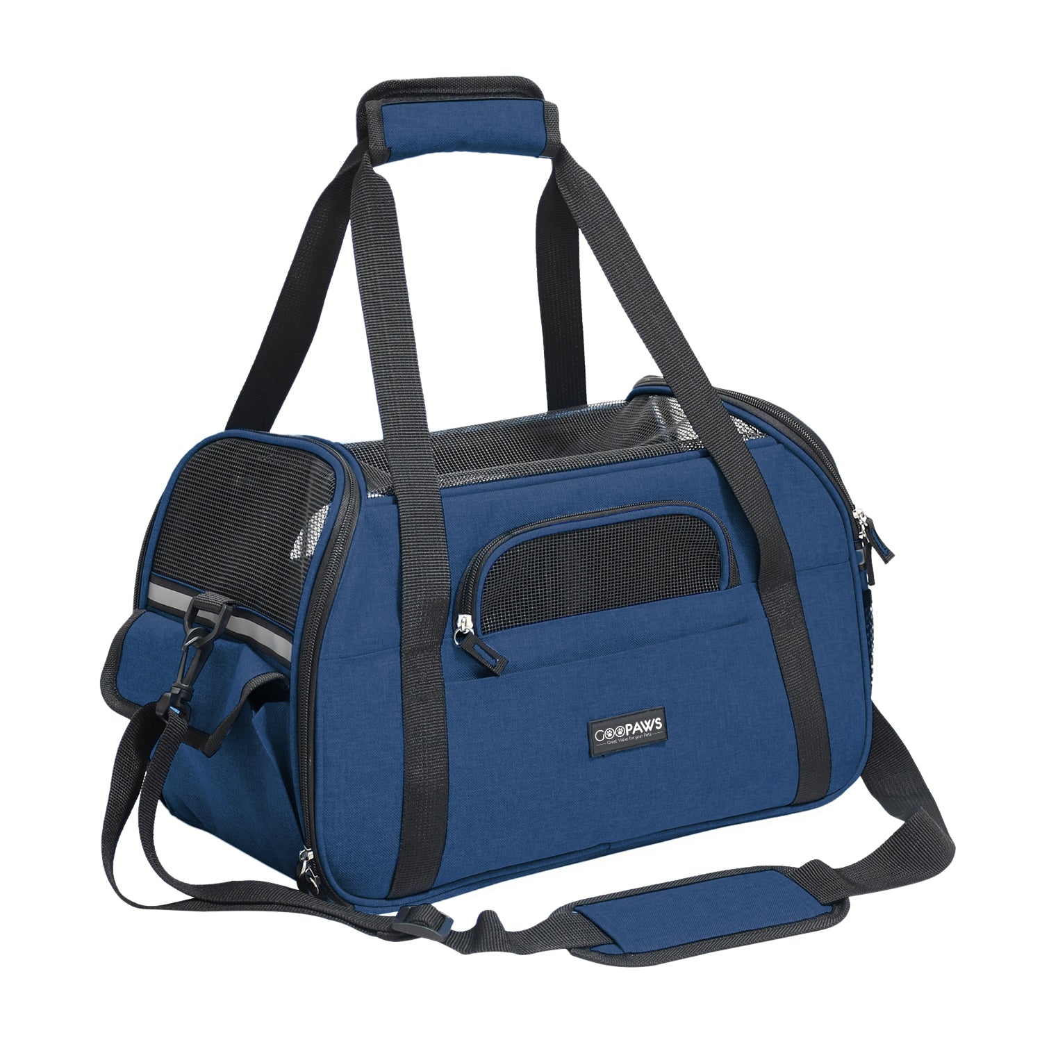 GOOPAWS Soft Sided Pet Cat Carrier Perfect for Travel, Navy Blue