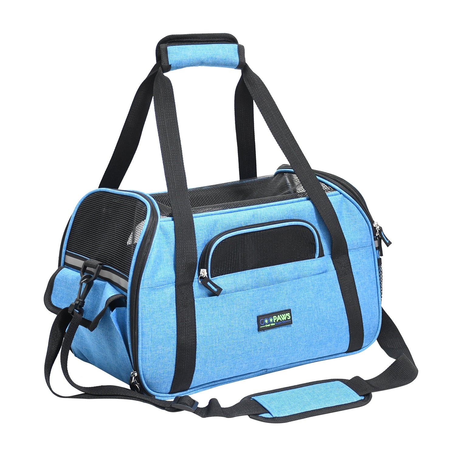 GOOPAWS Soft Sided Pet Cat Carrier Perfect for Travel, Turquoise, 19"