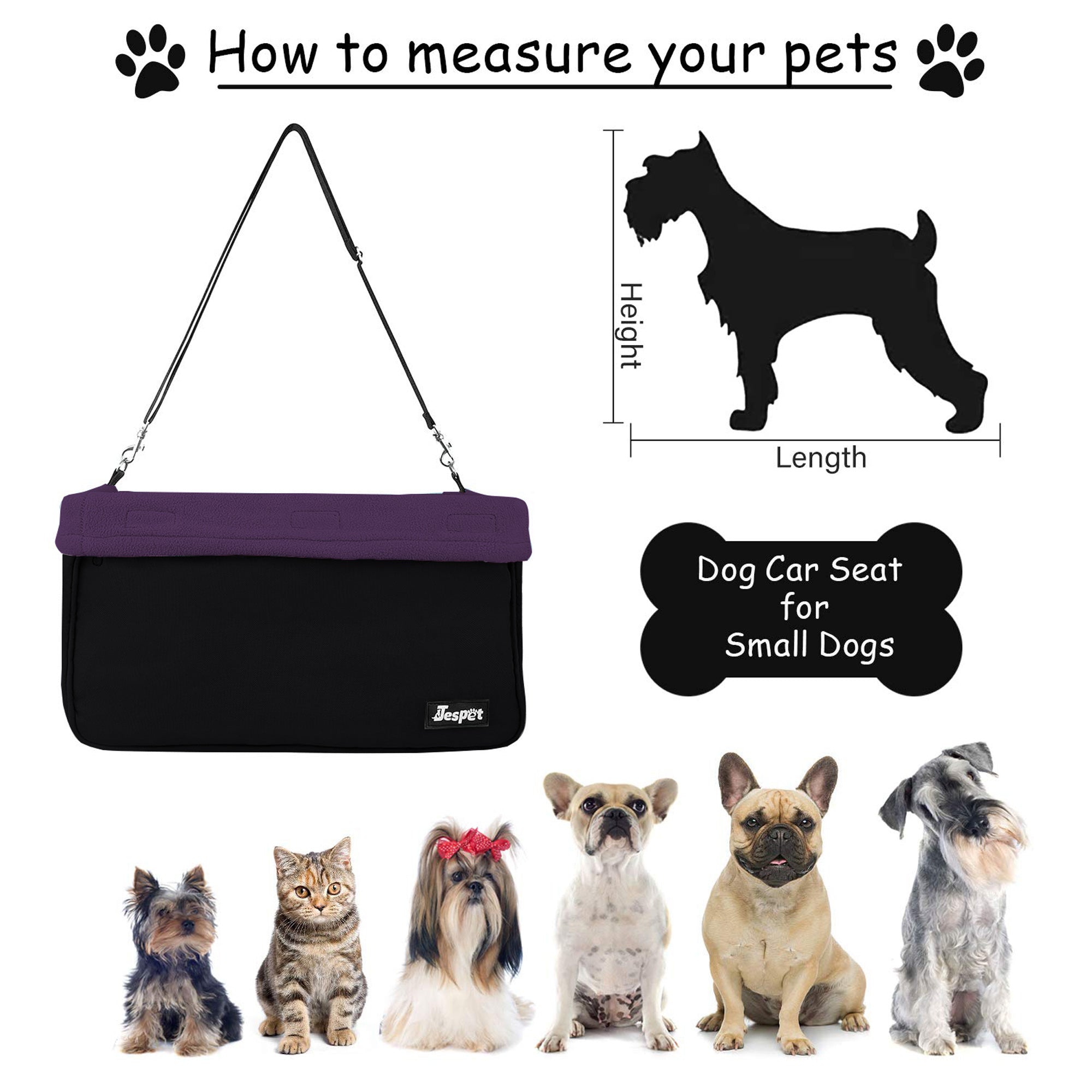 GOOPAWS Portable Safety Booster Dog Car Seat with Seat Belt, Purple